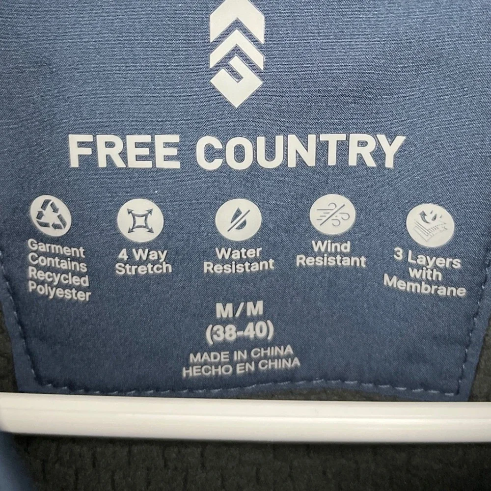 Free Country Men Jacket Size M Navy Super Softshell Wind Breaker Water Resistant